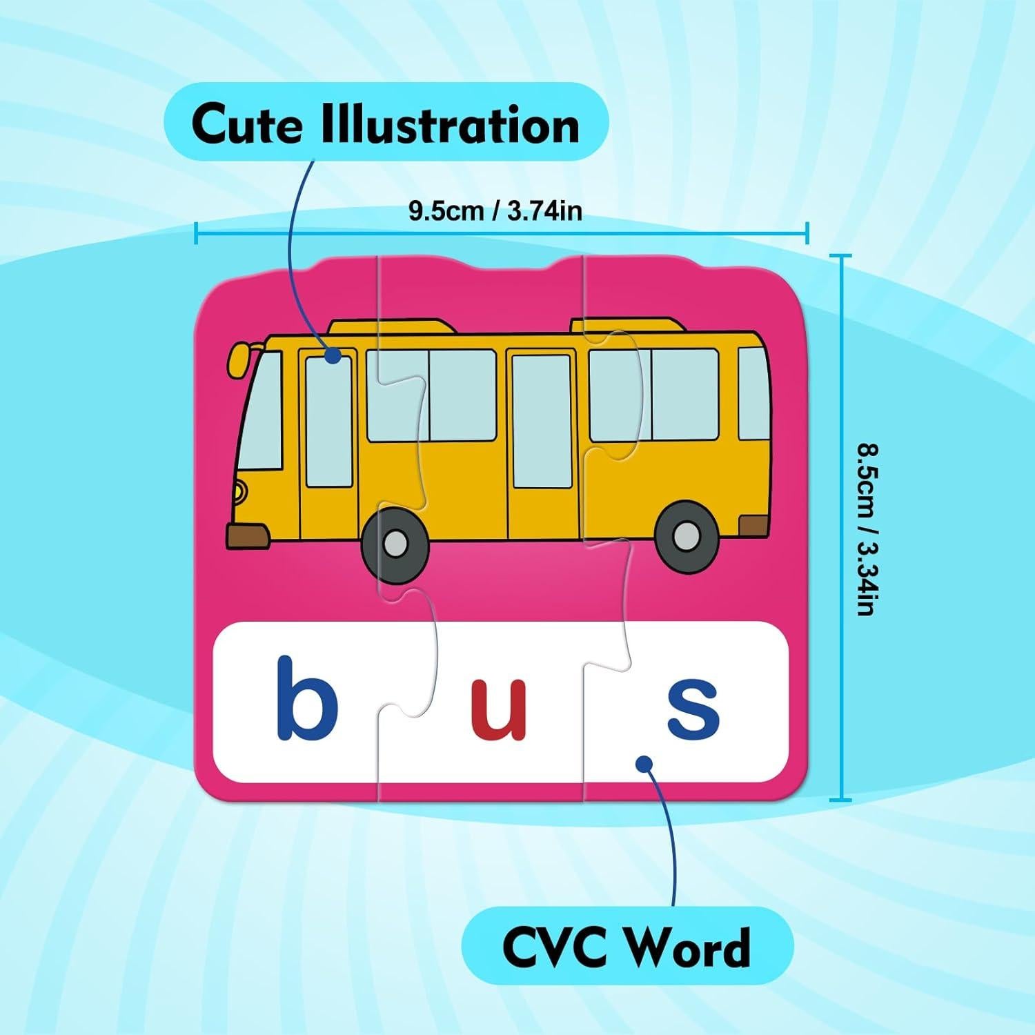 Rompecabezas CVC para Niños - 20 Tarjetas Educativas