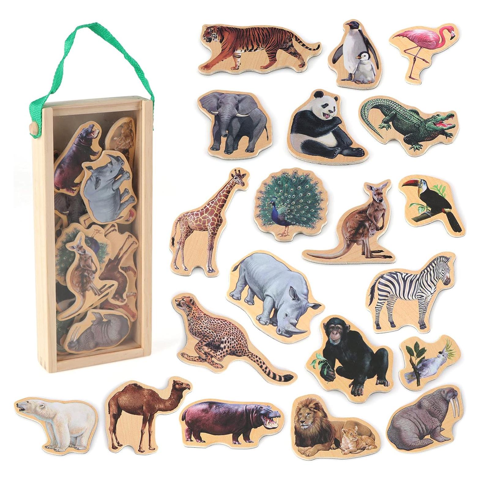Imanes de Refrigerador Steventoys - Animales de Madera 20 Piezas