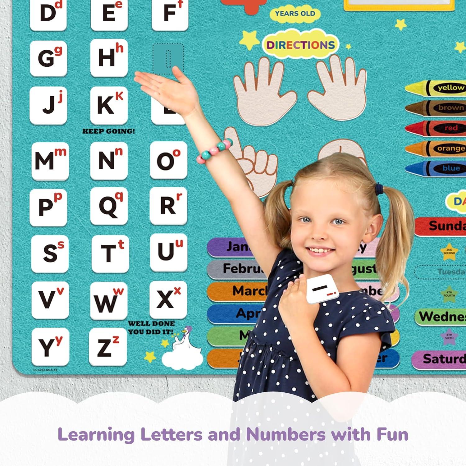 Tablero de Fieltro Educativo CHEFAN 91x68 cm Letras y Números