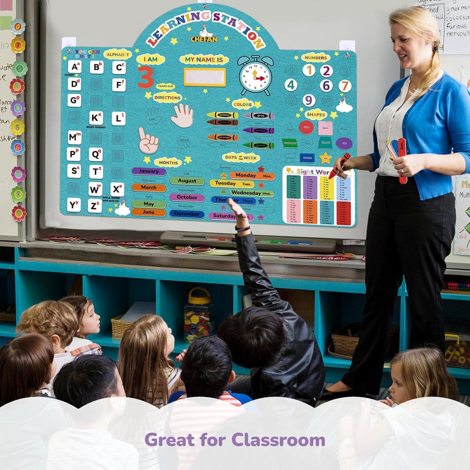 Tablero de Fieltro Educativo CHEFAN 91x68 cm Letras y Números