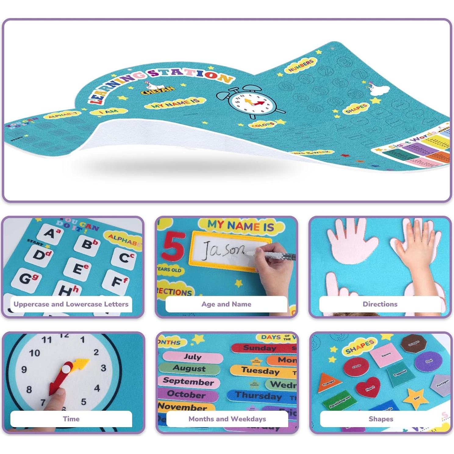 Tablero de Fieltro Educativo CHEFAN 91x68 cm Letras y Números