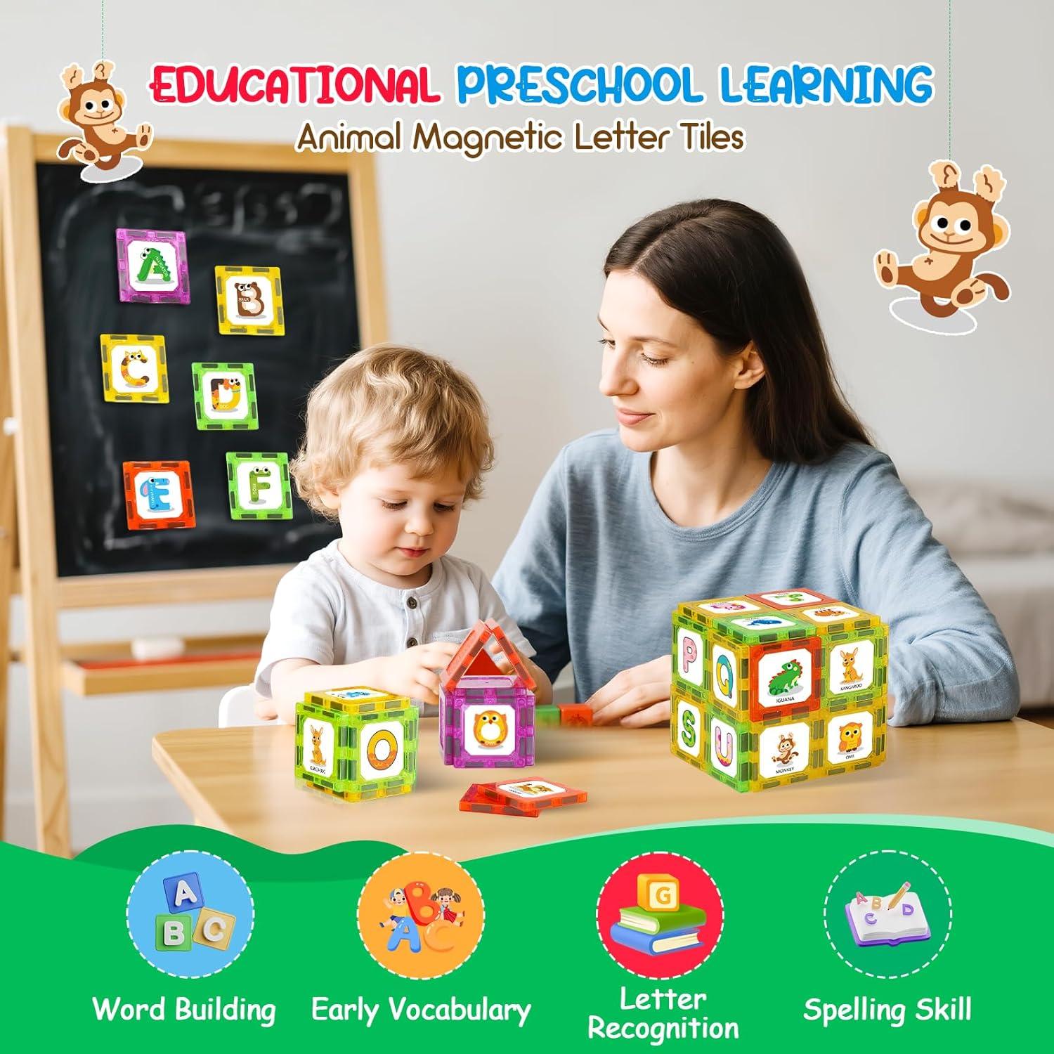 Juguetes de Aprendizaje Magnéticos Windidi - Alfabeto Animal 48PCS