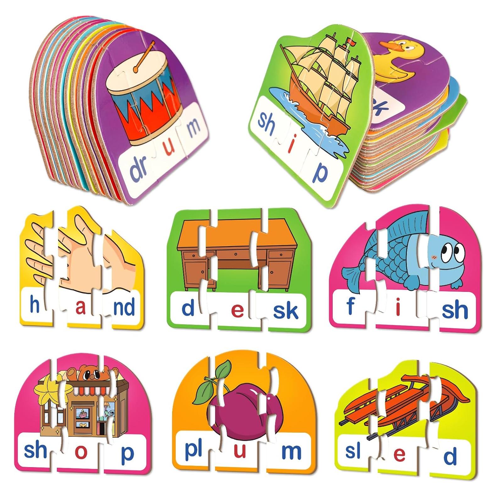 Rompecabezas Fonéticos CVCC & CCVC para Niños - 60 Piezas