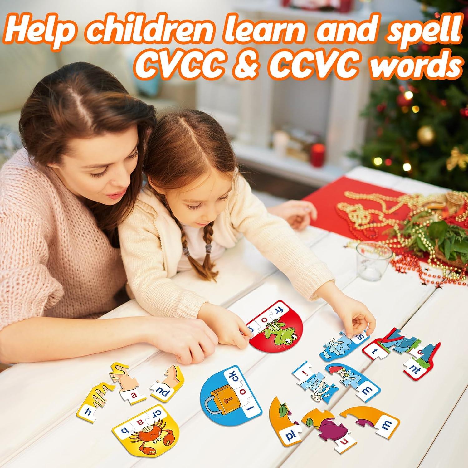 Rompecabezas Fonéticos CVCC & CCVC para Niños - 60 Piezas