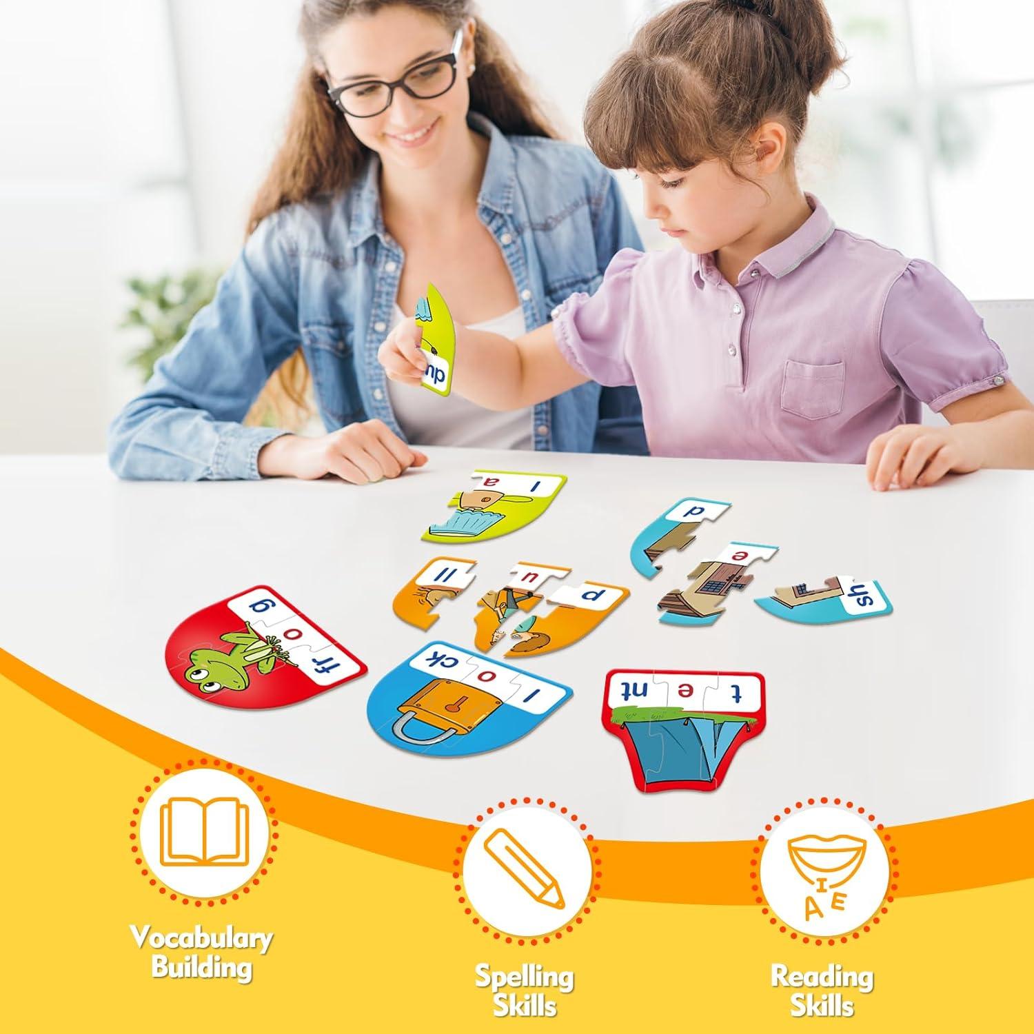 Rompecabezas Fonéticos CVCC & CCVC para Niños - 60 Piezas