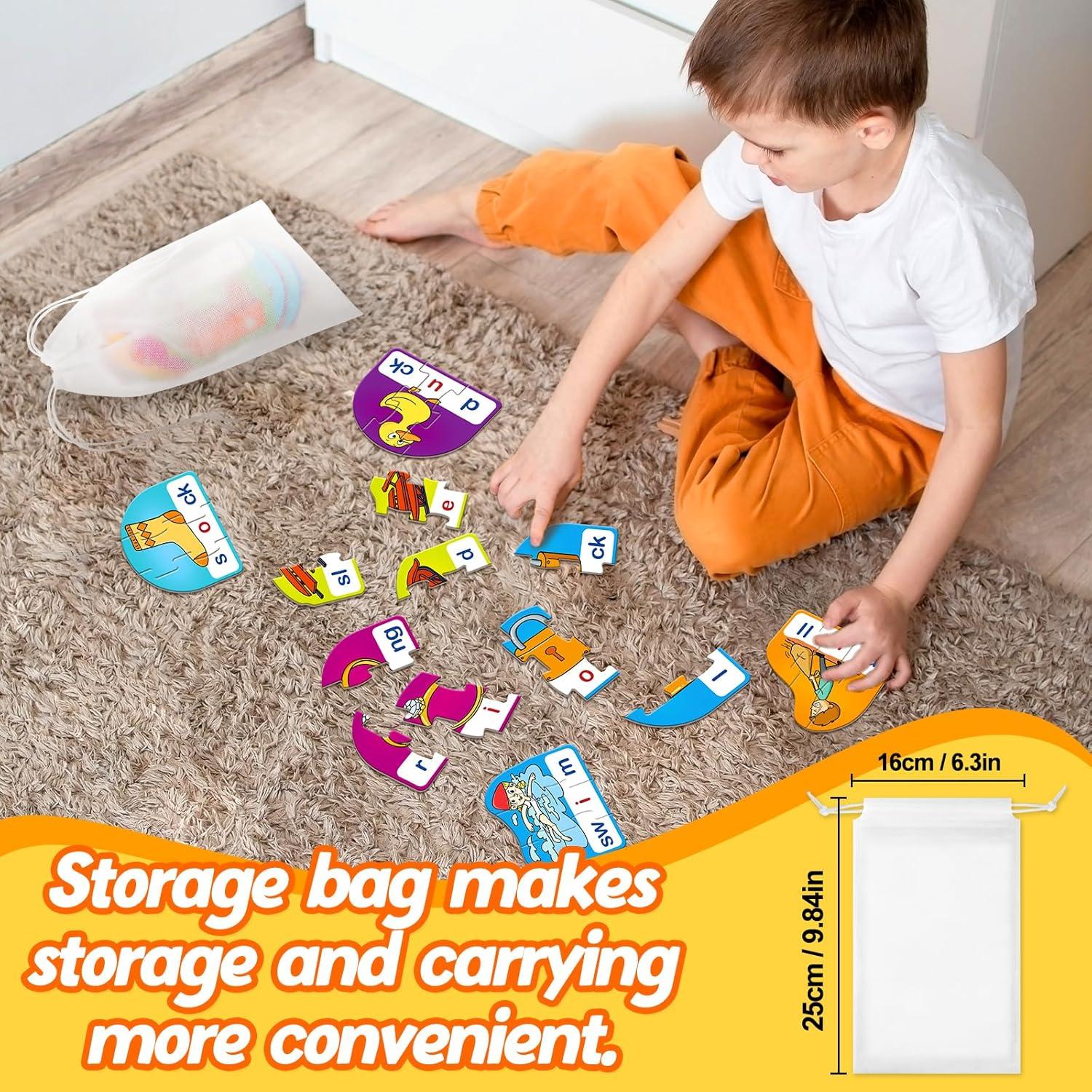 Rompecabezas Fonéticos CVCC & CCVC para Niños - 60 Piezas