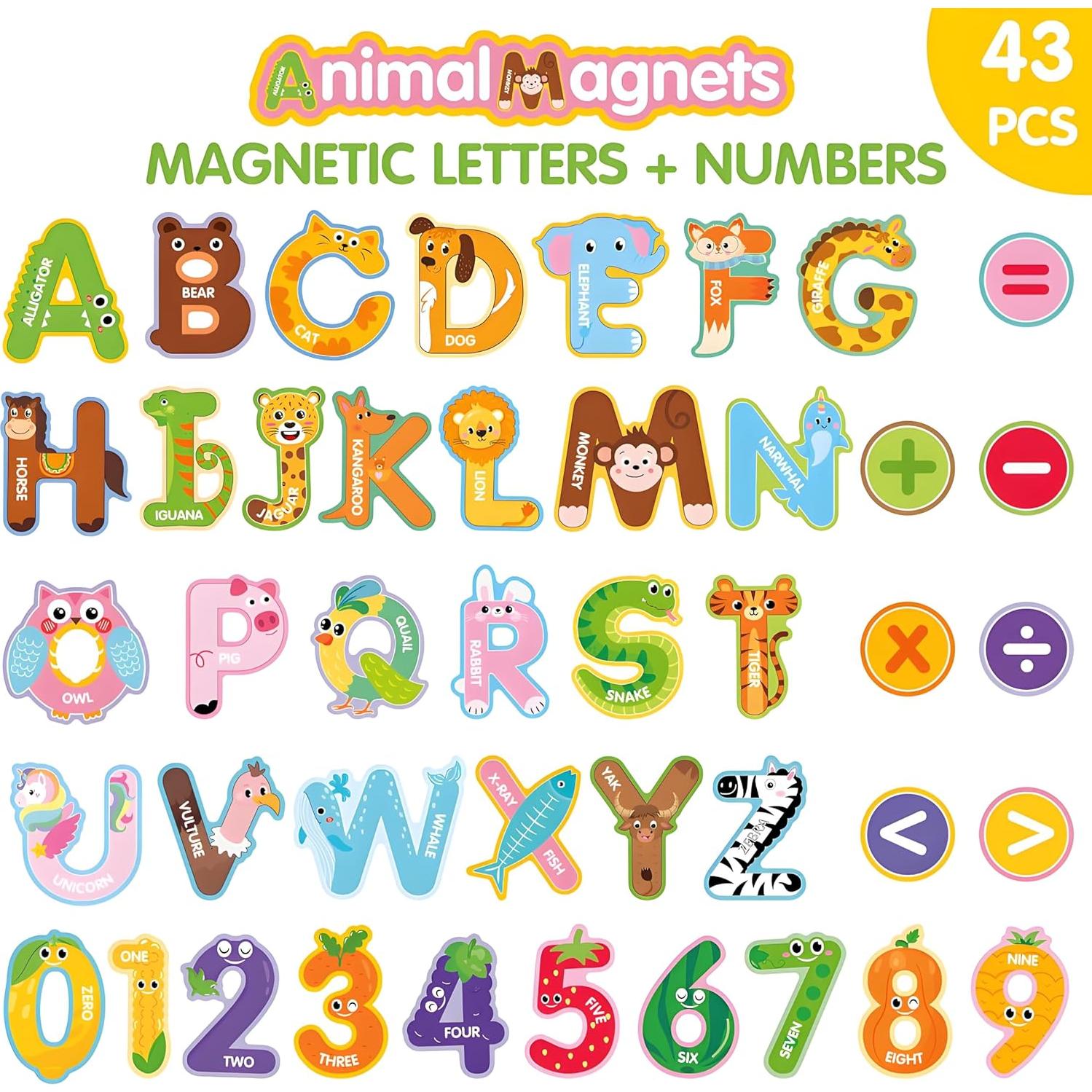 Imanes Magnéticos de Letras y Números JZZNNFEZA - 43 Piezas