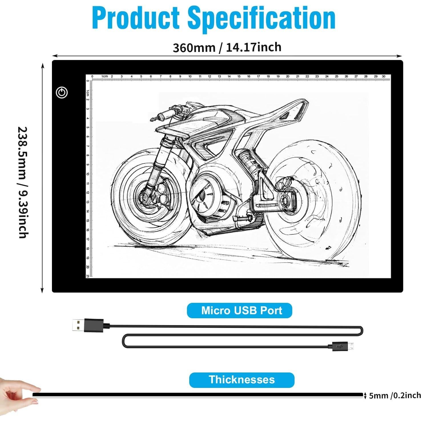 Mesa de Luz Portátil Tiktecklab KBT-A4G 9x12" LED Ajustable