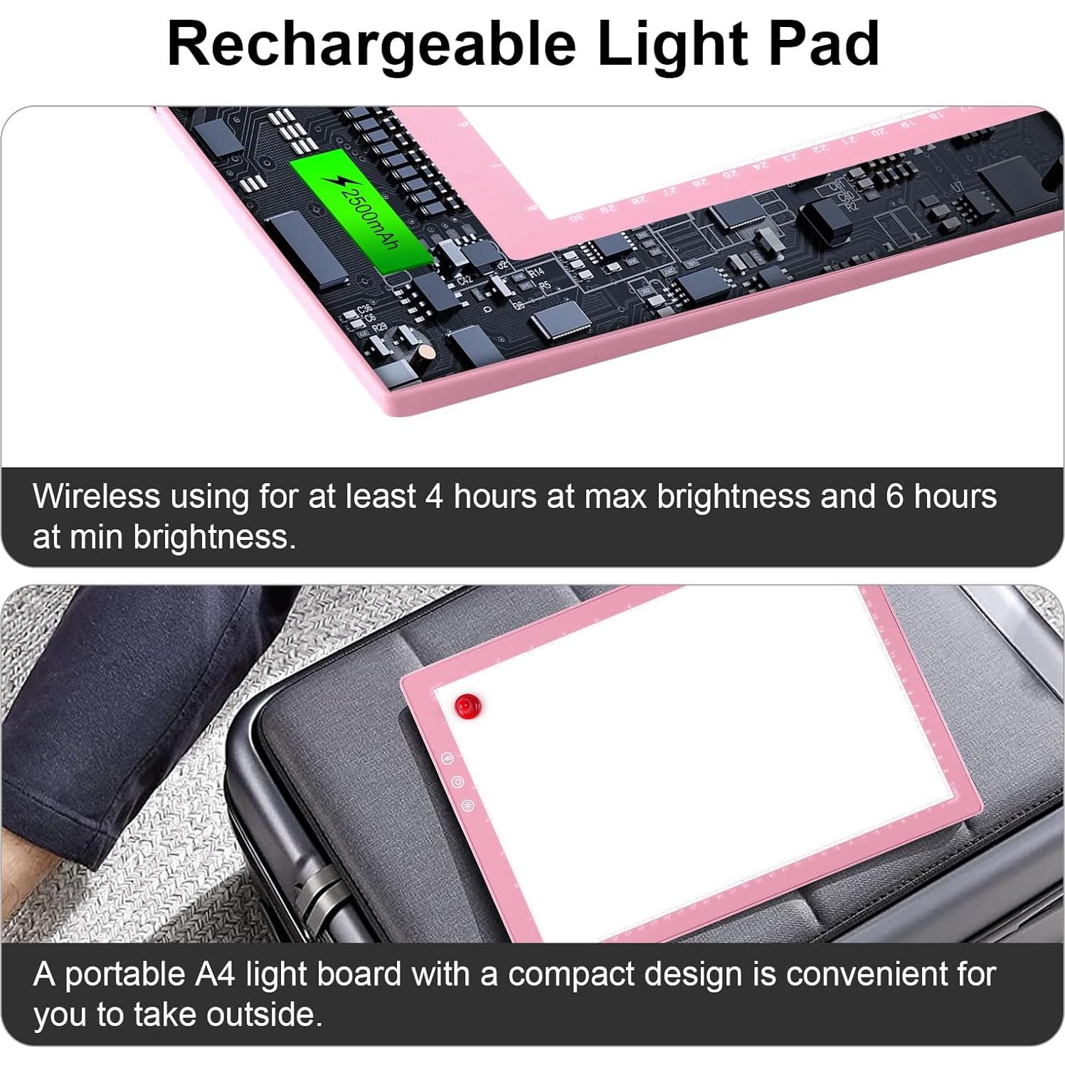 Tableta de Luz Recargable XVV A4 Rosa con 3 Modos de Color