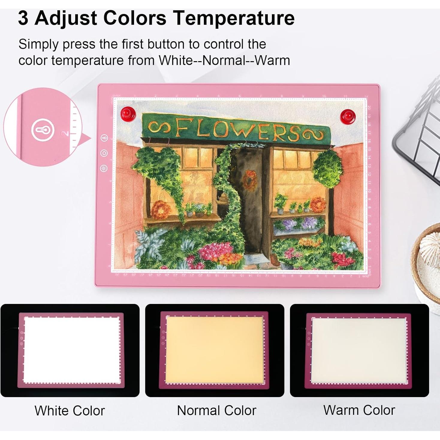 Tableta de Luz Recargable XVV A4 Rosa con 3 Modos de Color