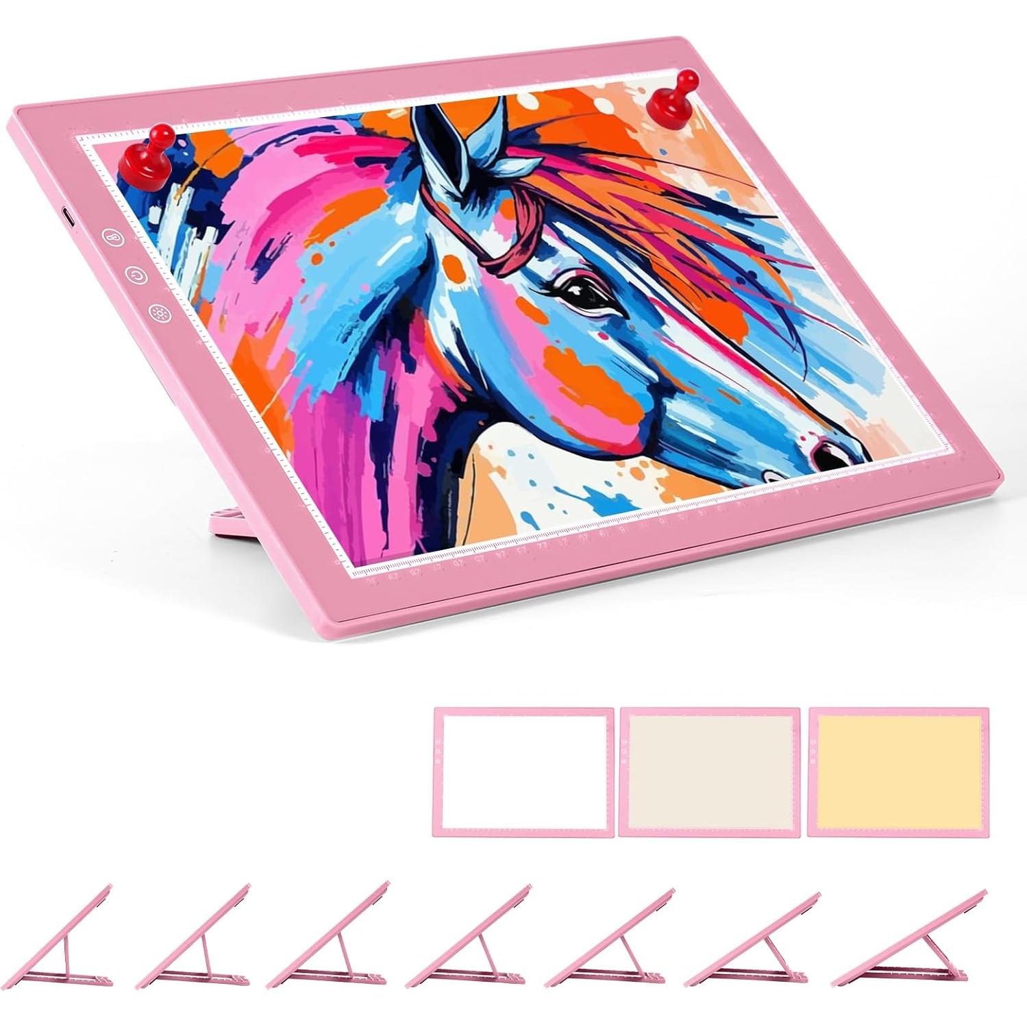 Tableta de Luz Recargable XVV A4 Rosa con 3 Modos de Color