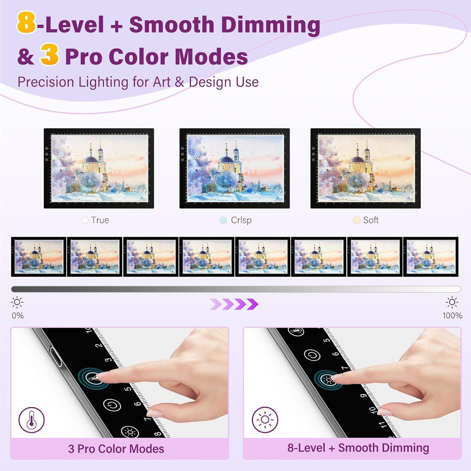 Caja de Luz ZEXALIGHT A4 Rosa con 8 Niveles y 3 Modos