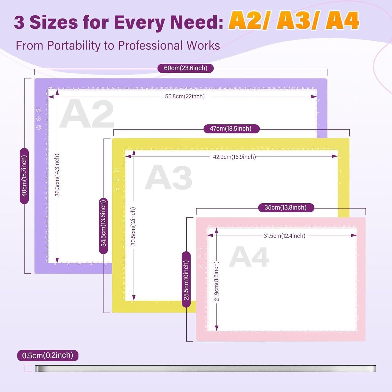 Caja de Luz ZEXALIGHT A4 Rosa con 8 Niveles y 3 Modos