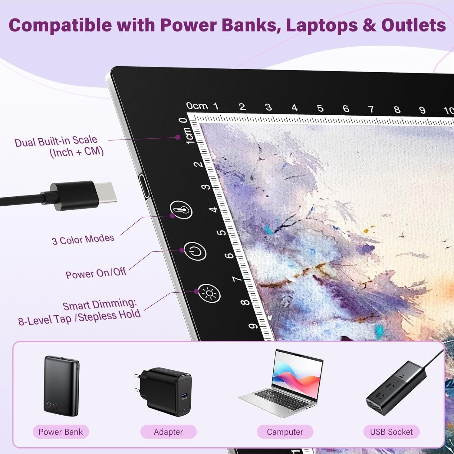 Caja de Luz ZEXALIGHT A4 Rosa con 8 Niveles y 3 Modos