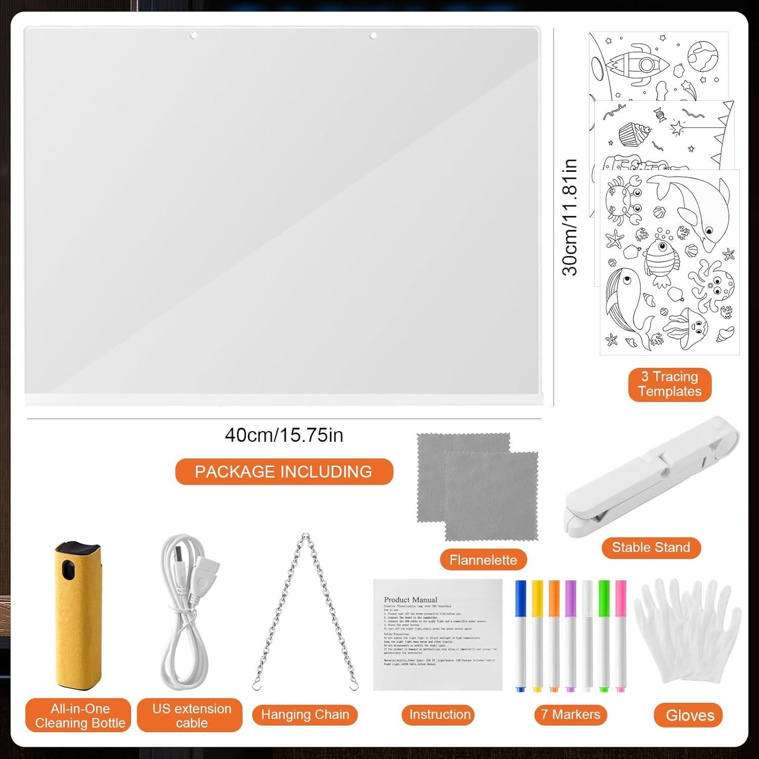 Tablero de Dibujo LED VinTS 40x30cm 7 Colores 3 Modos