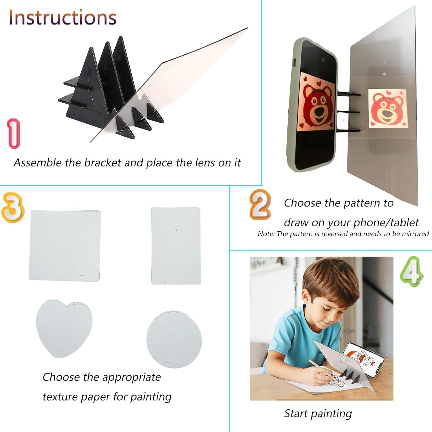 Kit de Dibujo Mágico 2-en-1 QYRCXX con Proyector y 40 Hojas