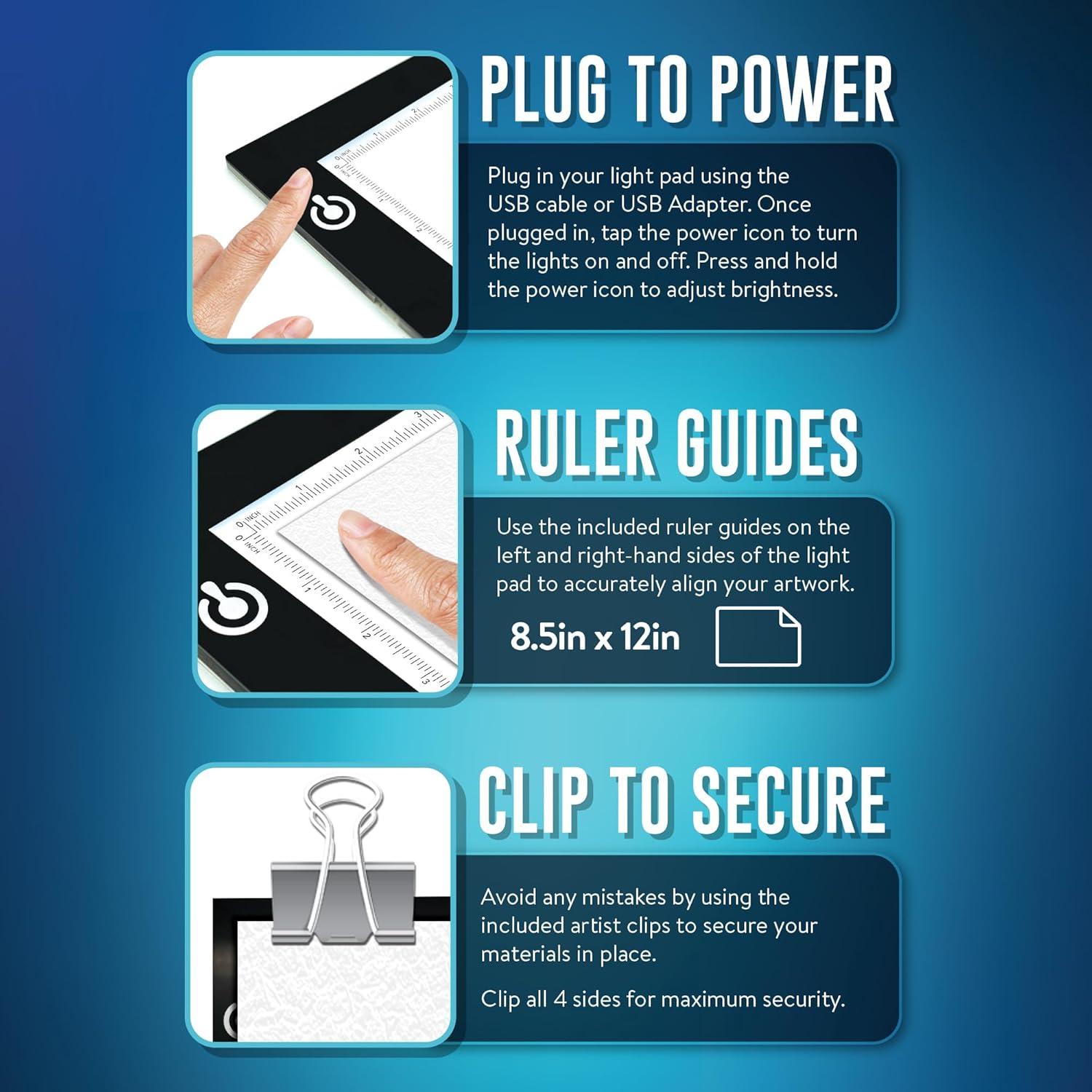 Almohadilla de Luz LED ArtSkills A4 Ultra Delgado USB 3 Modos