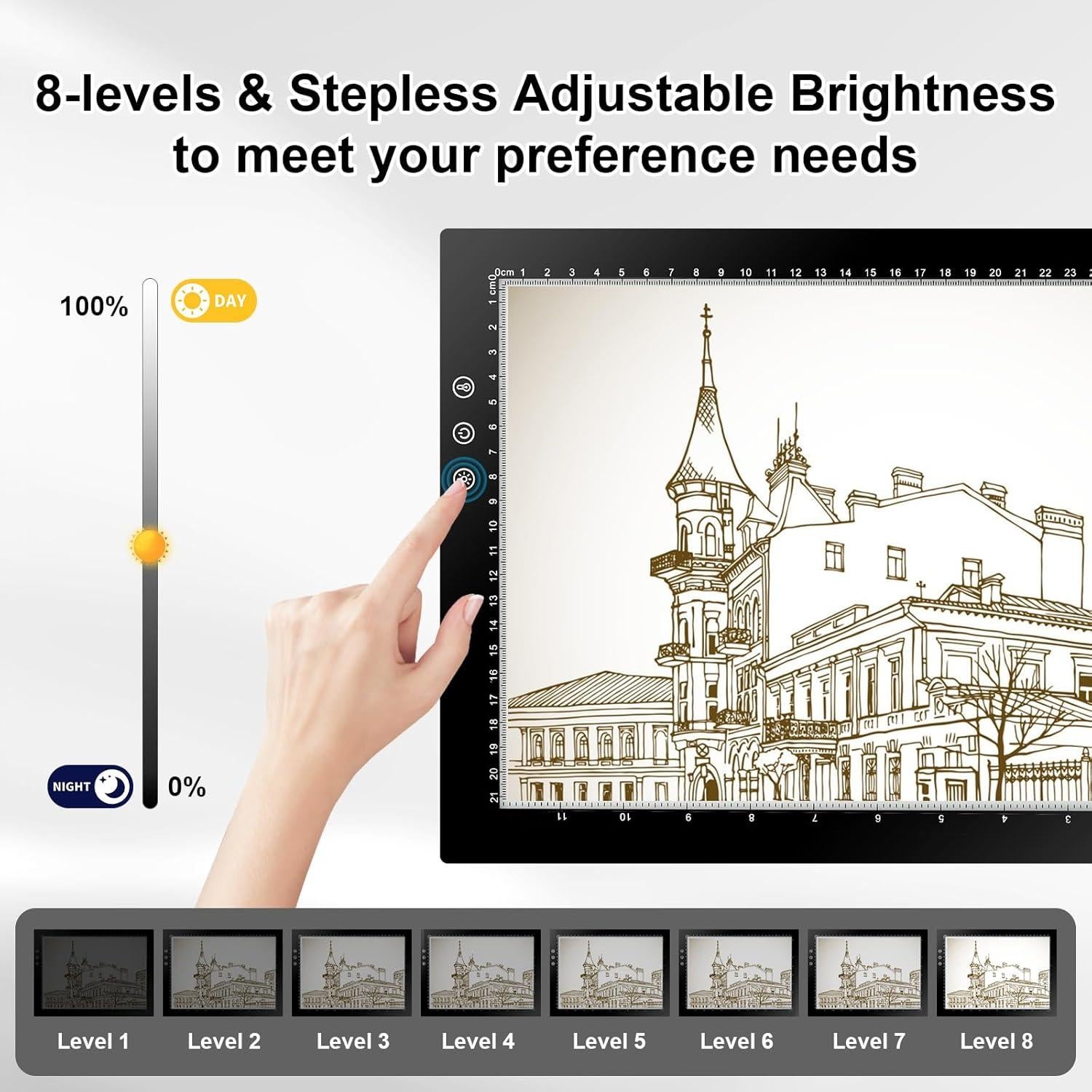 Tablero de Luz A4 XVV LED con 3 Modos y 8 Niveles de Brillo