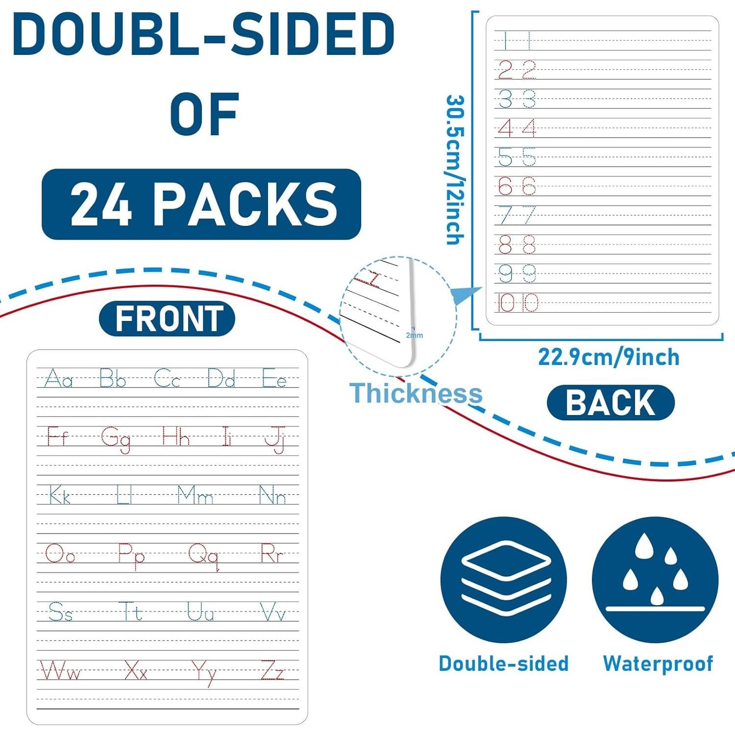 24 Pizarras Borrables Naozinebi Doble Cara 30x22 cm para Niños