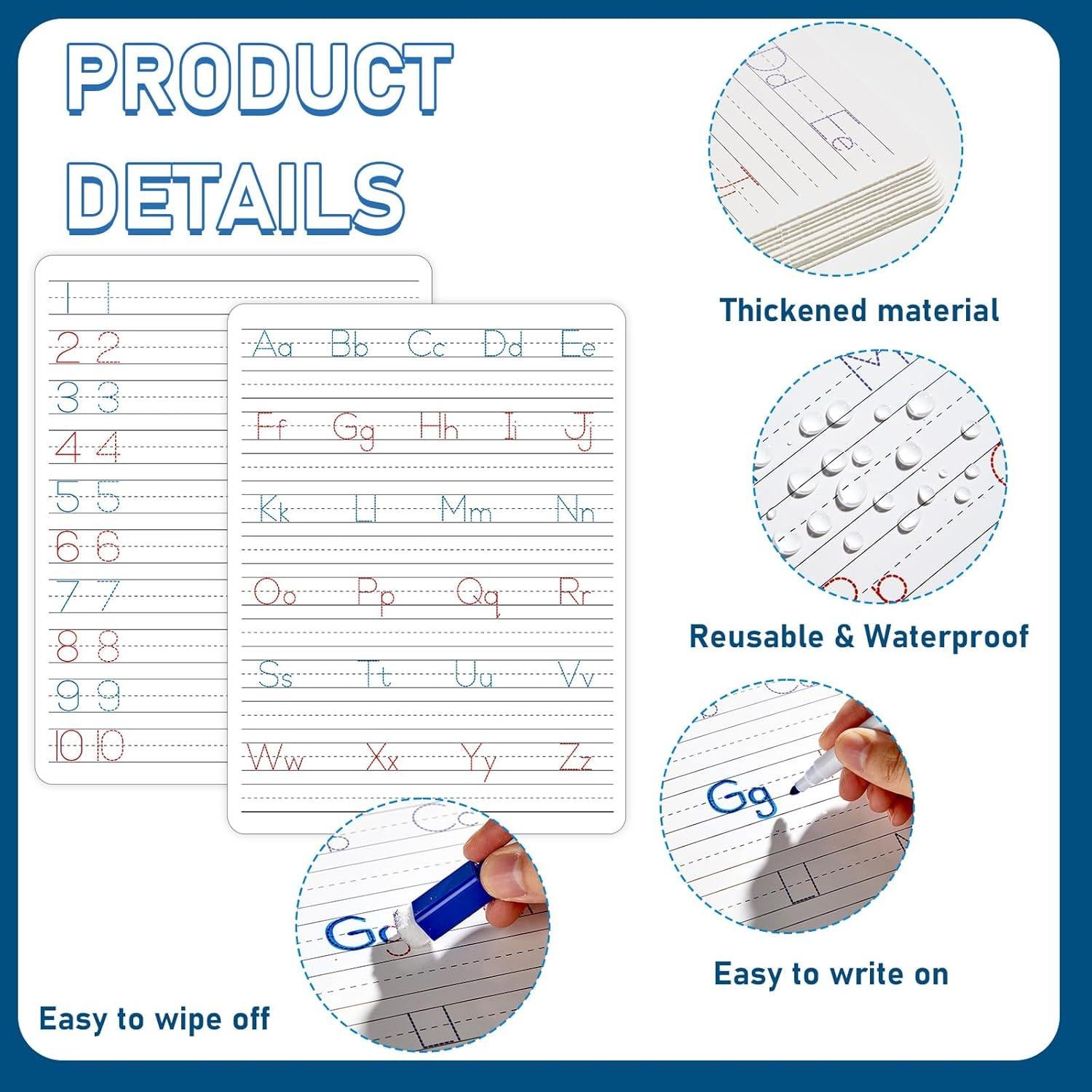 24 Pizarras Borrables Naozinebi Doble Cara 30x22 cm para Niños