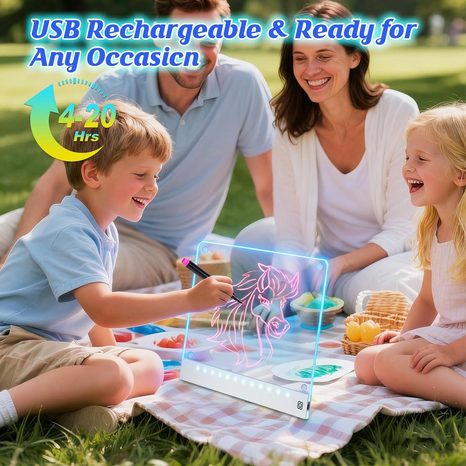 Tablero de Dibujo LED Yecuip Recargable 29.7x21 cm 7 Colores