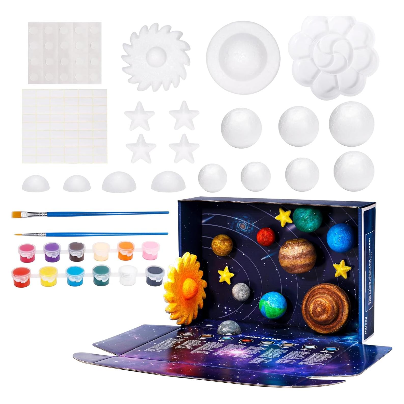Kit Modelo Sistema Solar 3D Pllieay con 17 Bolas y Pinturas