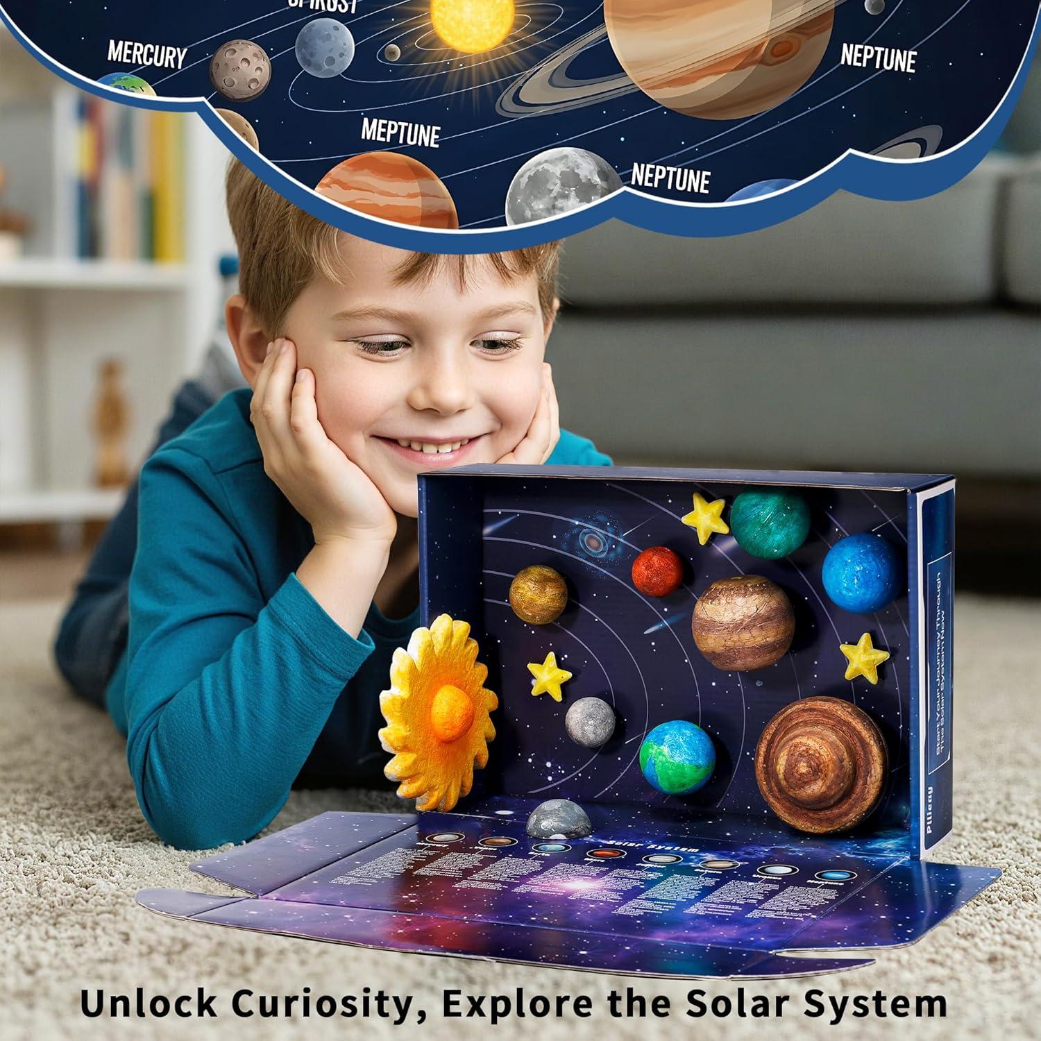 Kit Modelo Sistema Solar 3D Pllieay con 17 Bolas y Pinturas