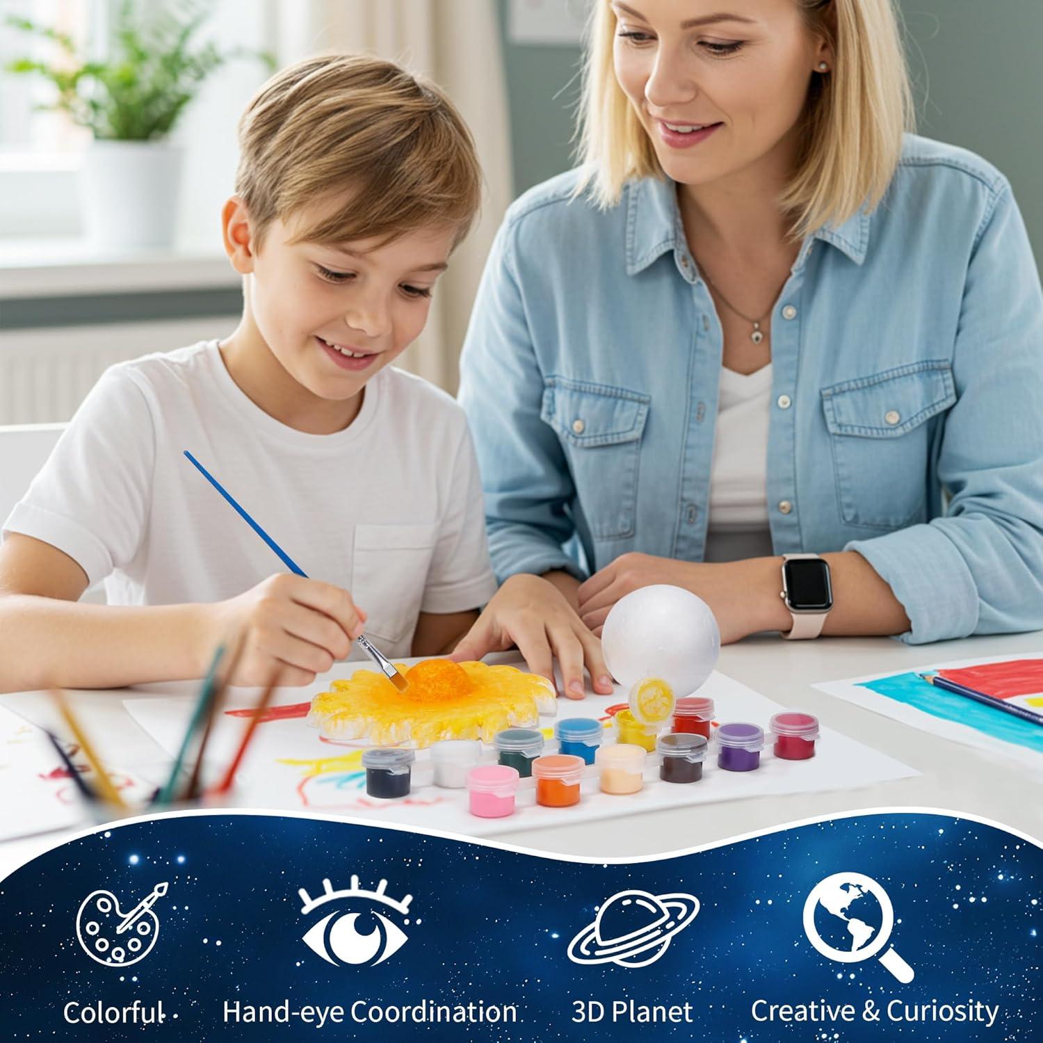 Kit Modelo Sistema Solar 3D Pllieay con 17 Bolas y Pinturas