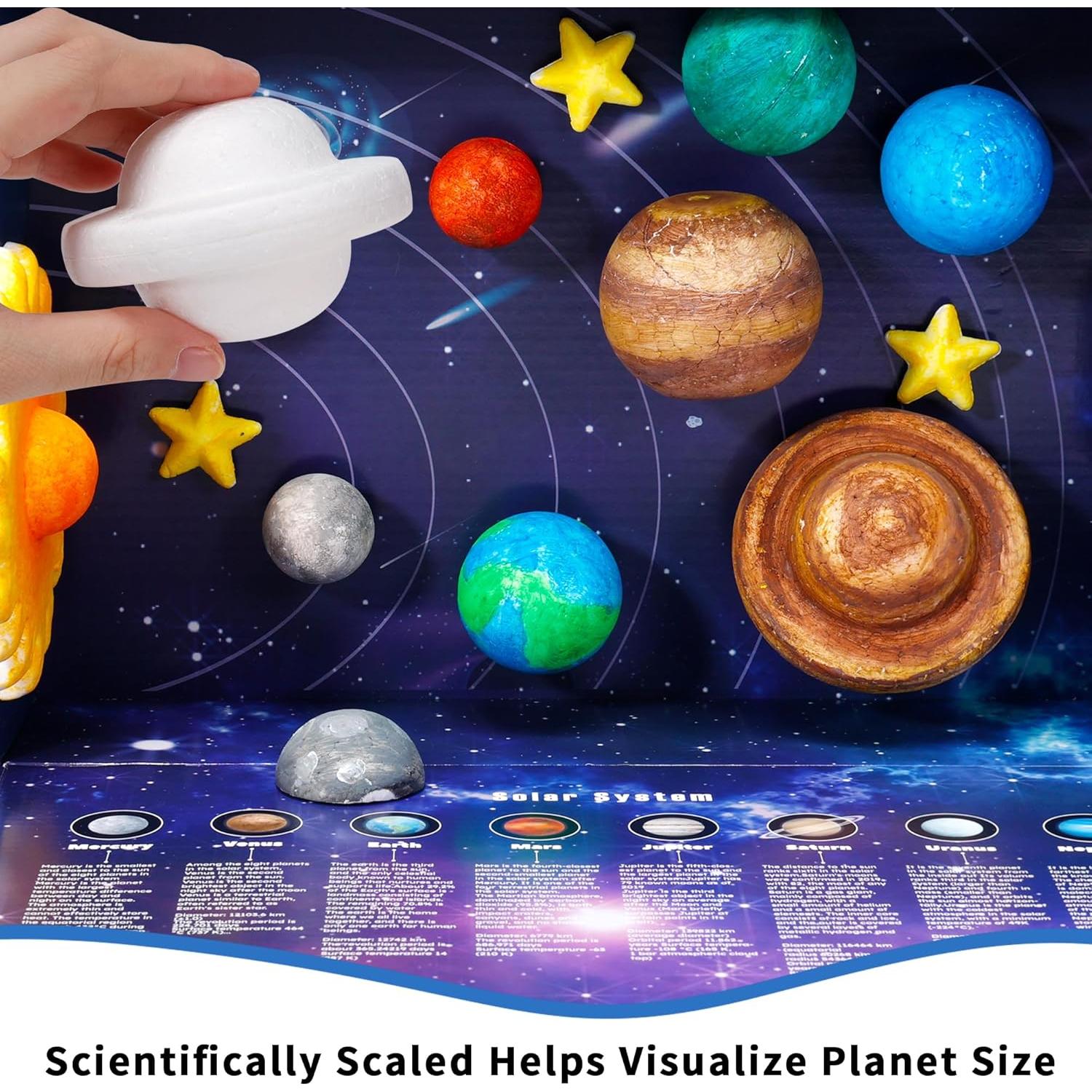 Kit Modelo Sistema Solar 3D Pllieay con 17 Bolas y Pinturas