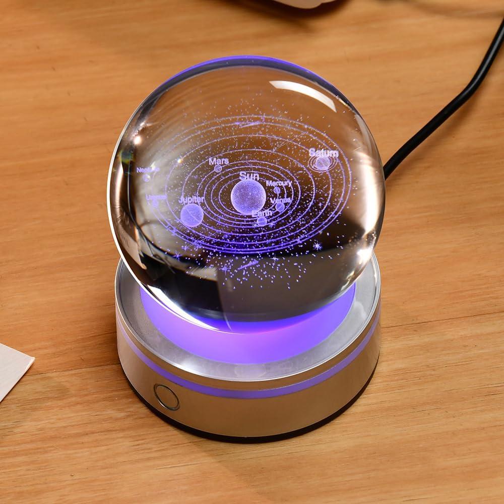 Bola de Cristal 3D Sistema Solar JUNHUIUS 8 cm Luz Nocturna