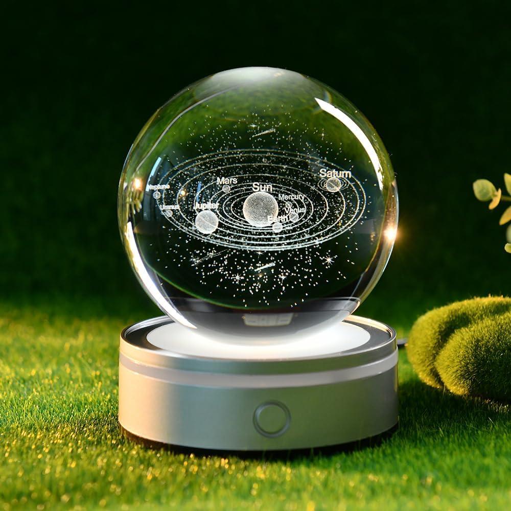Bola de Cristal 3D Sistema Solar JUNHUIUS 8 cm Luz Nocturna