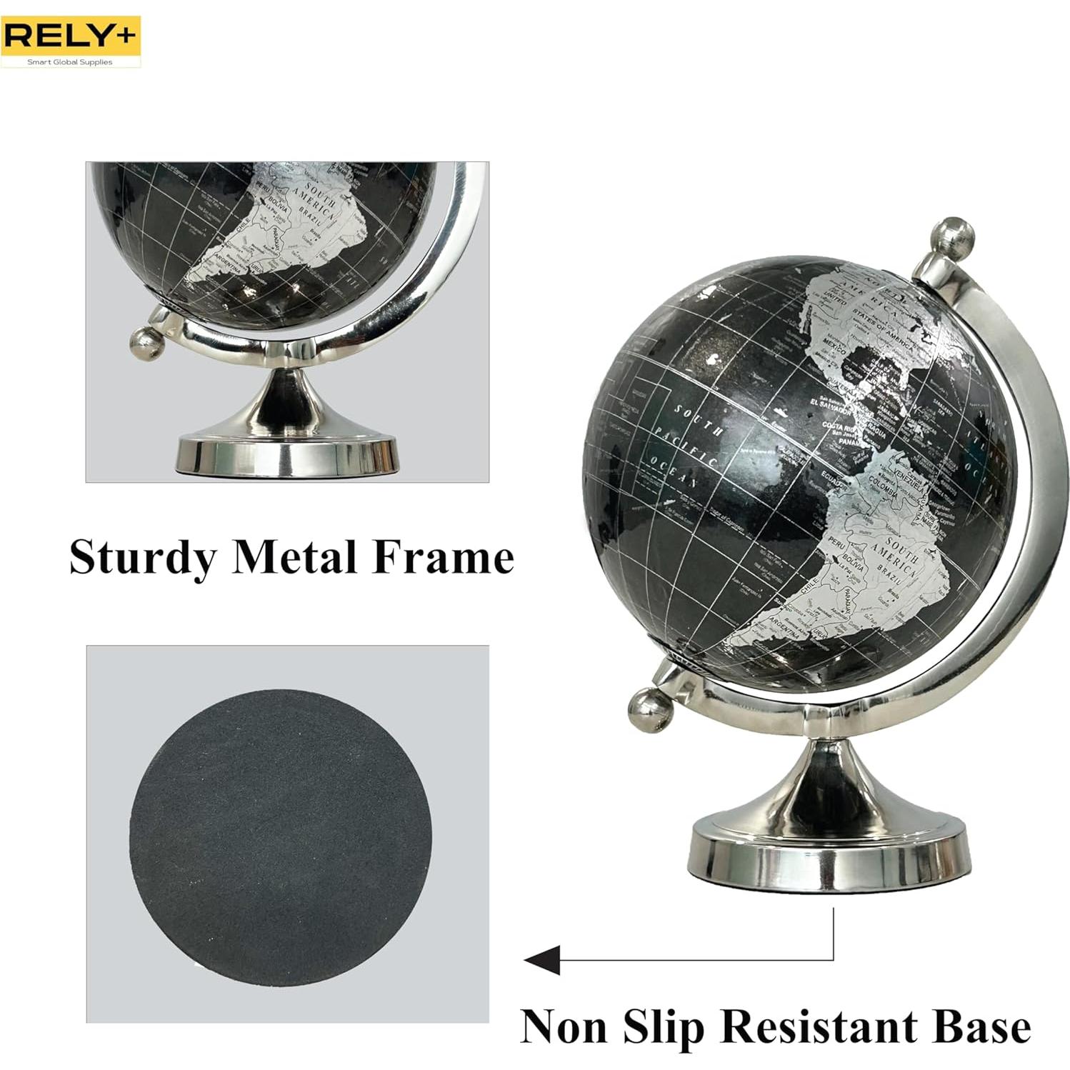 Globo Terráqueo Decorativo Rely+ 5" con Soporte de Metal