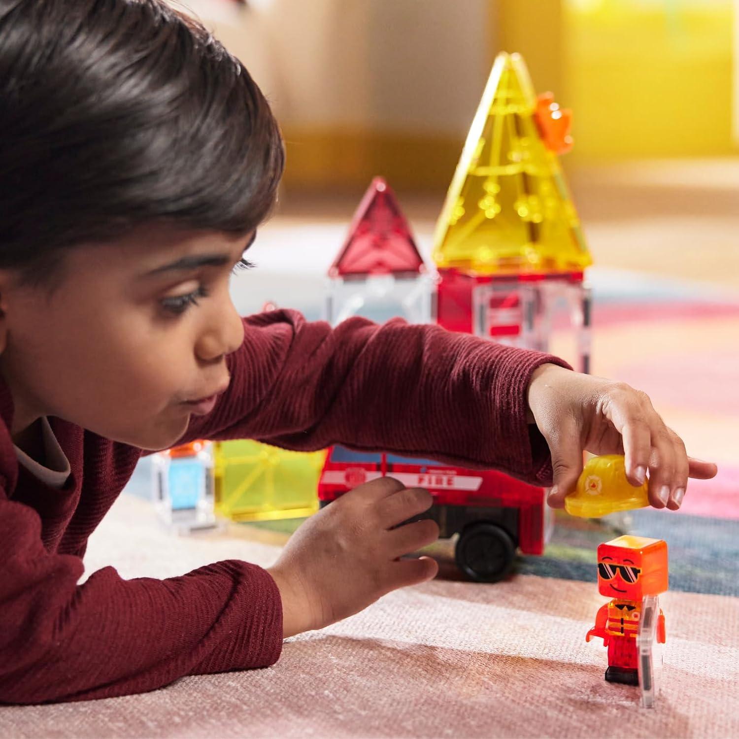 Set de Construcción Magnético MAGNA-TILES Bomberos 27 Piezas
