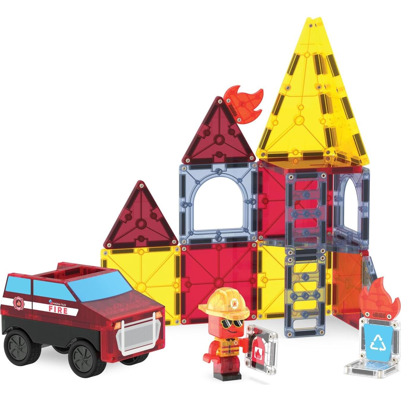 Set de Construcción Magnético MAGNA-TILES Bomberos 27 Piezas