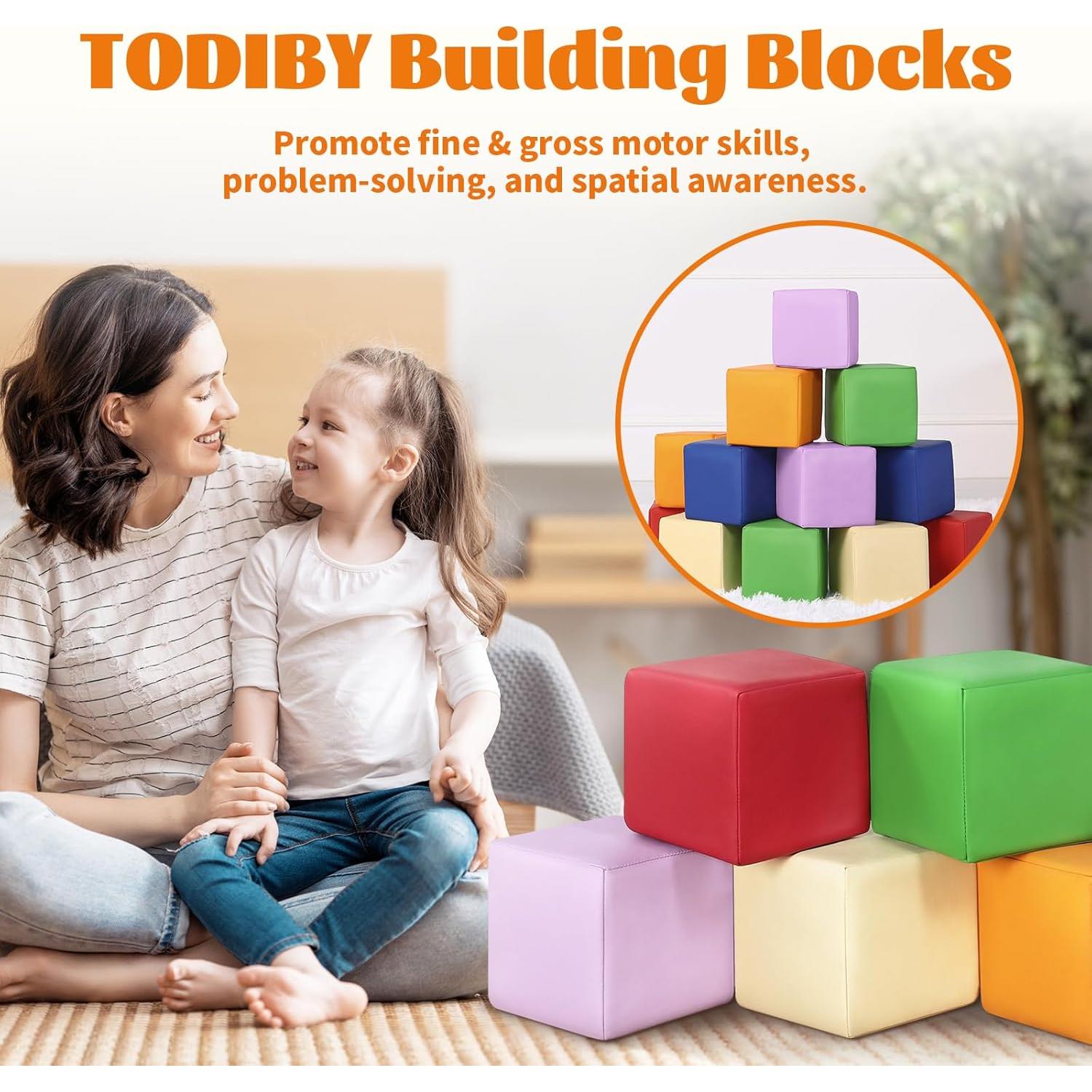 Bloques de Construcción de Espuma TODIBY - 12 Piezas Arcoíris