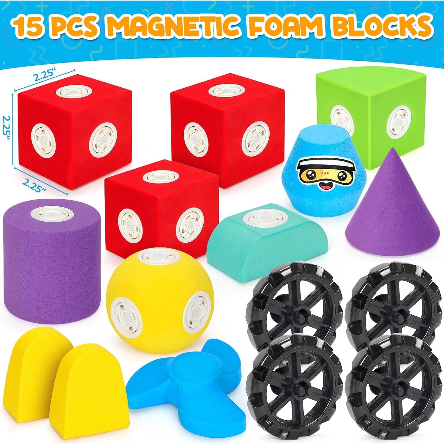 15 PCS Bloques de Espuma Magnéticos para Niños 3+ Años