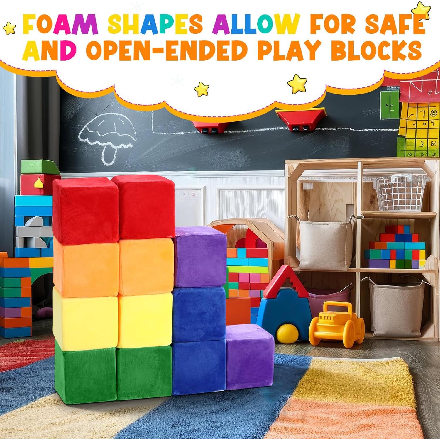 12 Bloques de Construcción de Espuma Vercraft 14 cm Coloridos