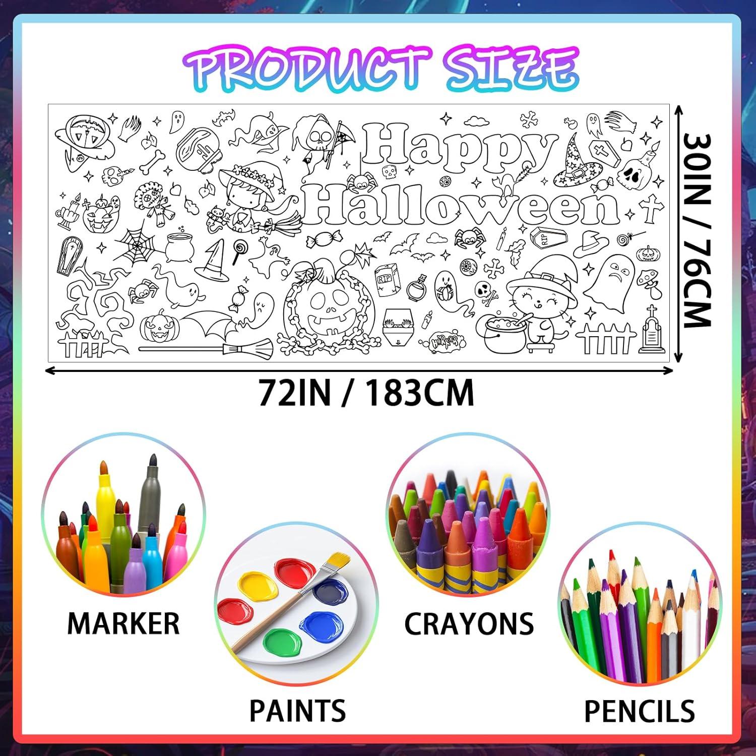 Póster Gigante para Colorear Halloween Zhzcncg 183x76 cm Papel