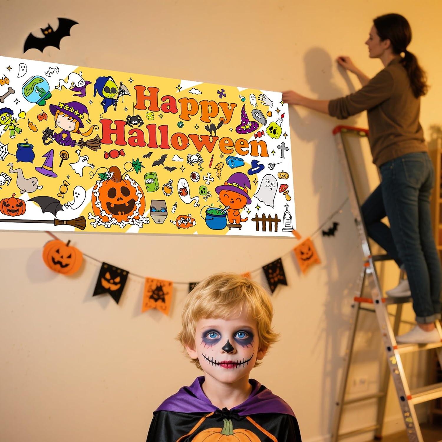 Póster Gigante para Colorear Halloween Zhzcncg 183x76 cm Papel