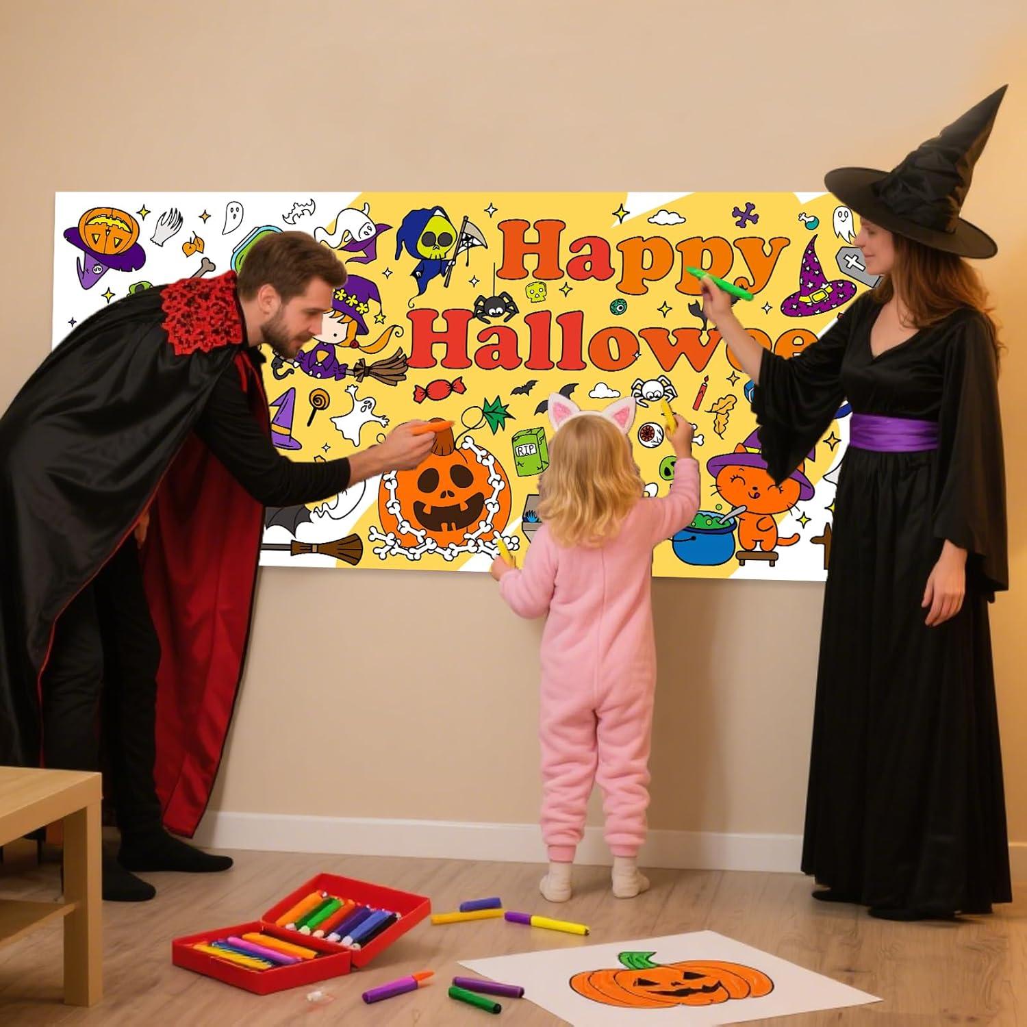 Póster Gigante para Colorear Halloween Zhzcncg 183x76 cm Papel