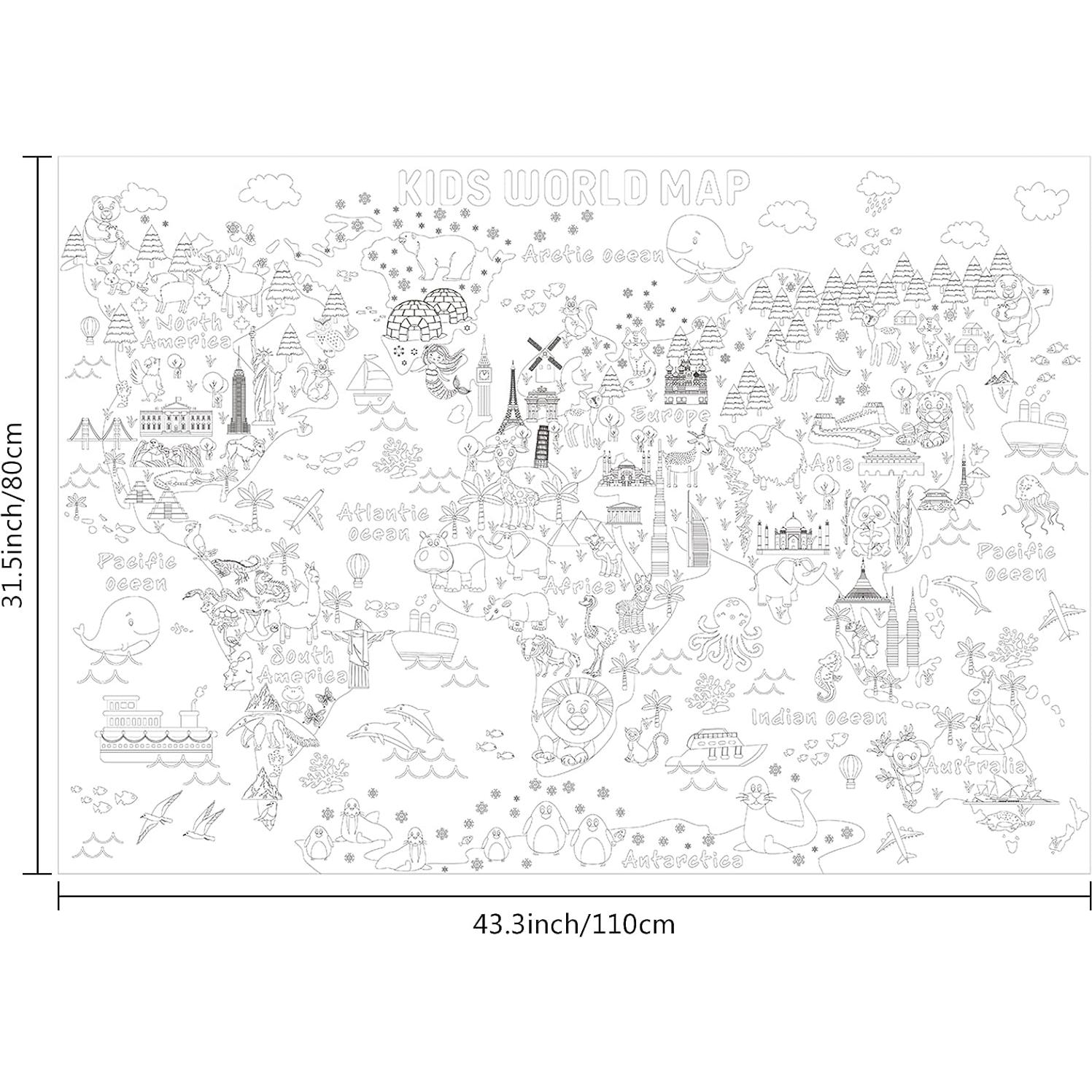 Mantel para Colorear Gigante Outus Mapa del Mundo 110x80 cm