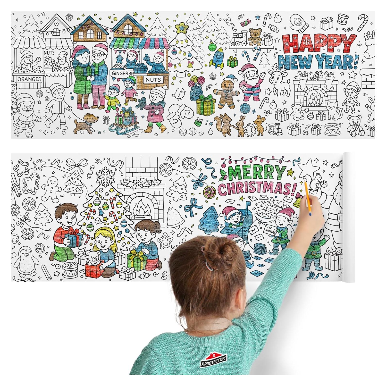 Rollo para Colorear Navidad X-Protector 299x30 cm Adhesivo