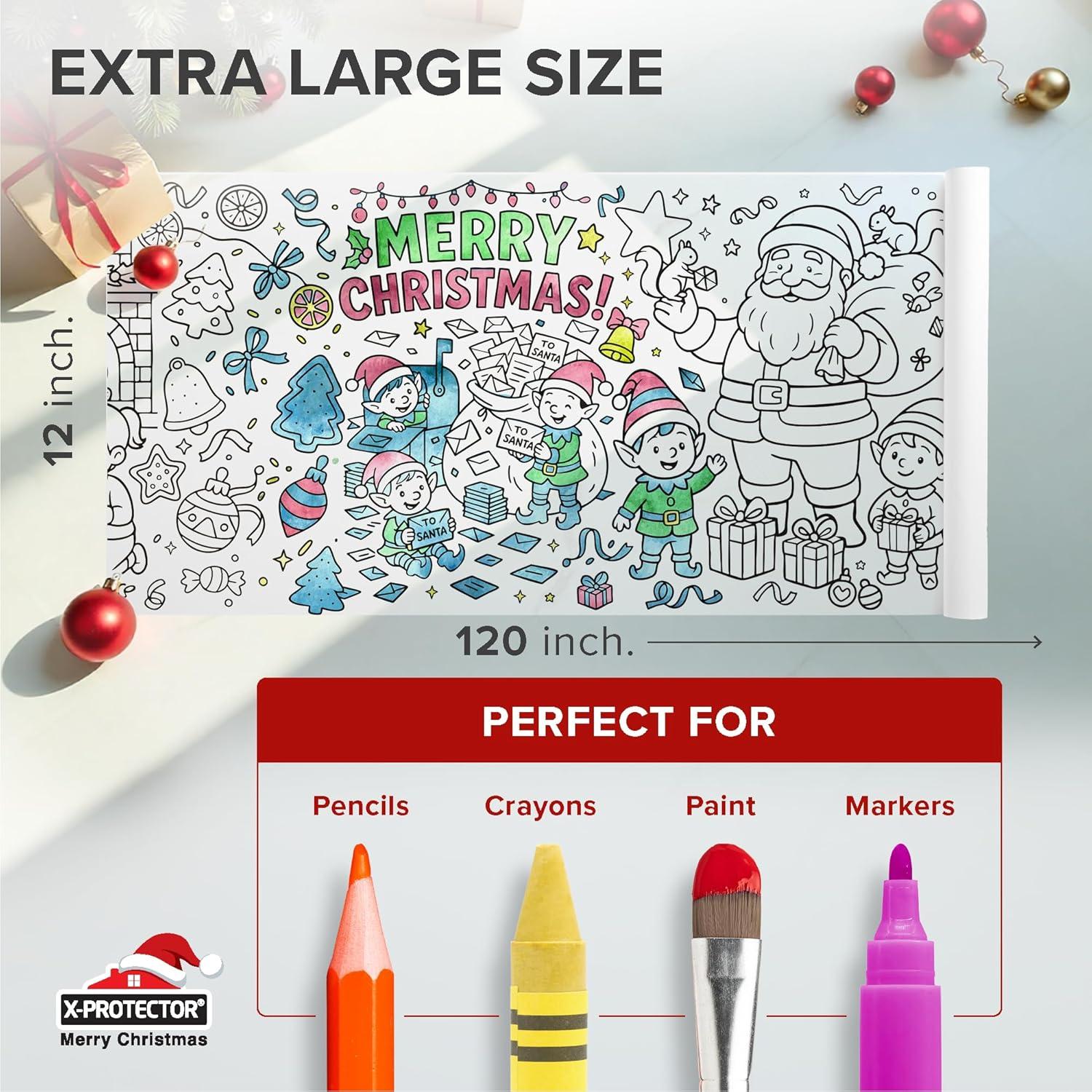 Rollo para Colorear Navidad X-Protector 299x30 cm Adhesivo