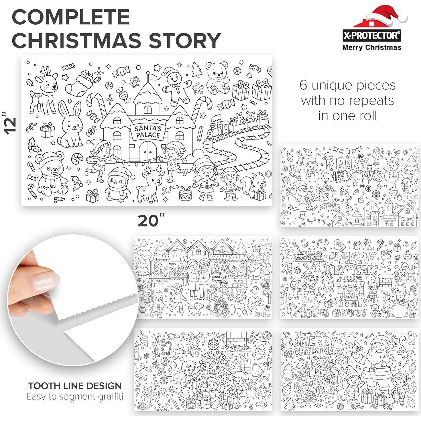 Rollo para Colorear Navidad X-Protector 299x30 cm Adhesivo