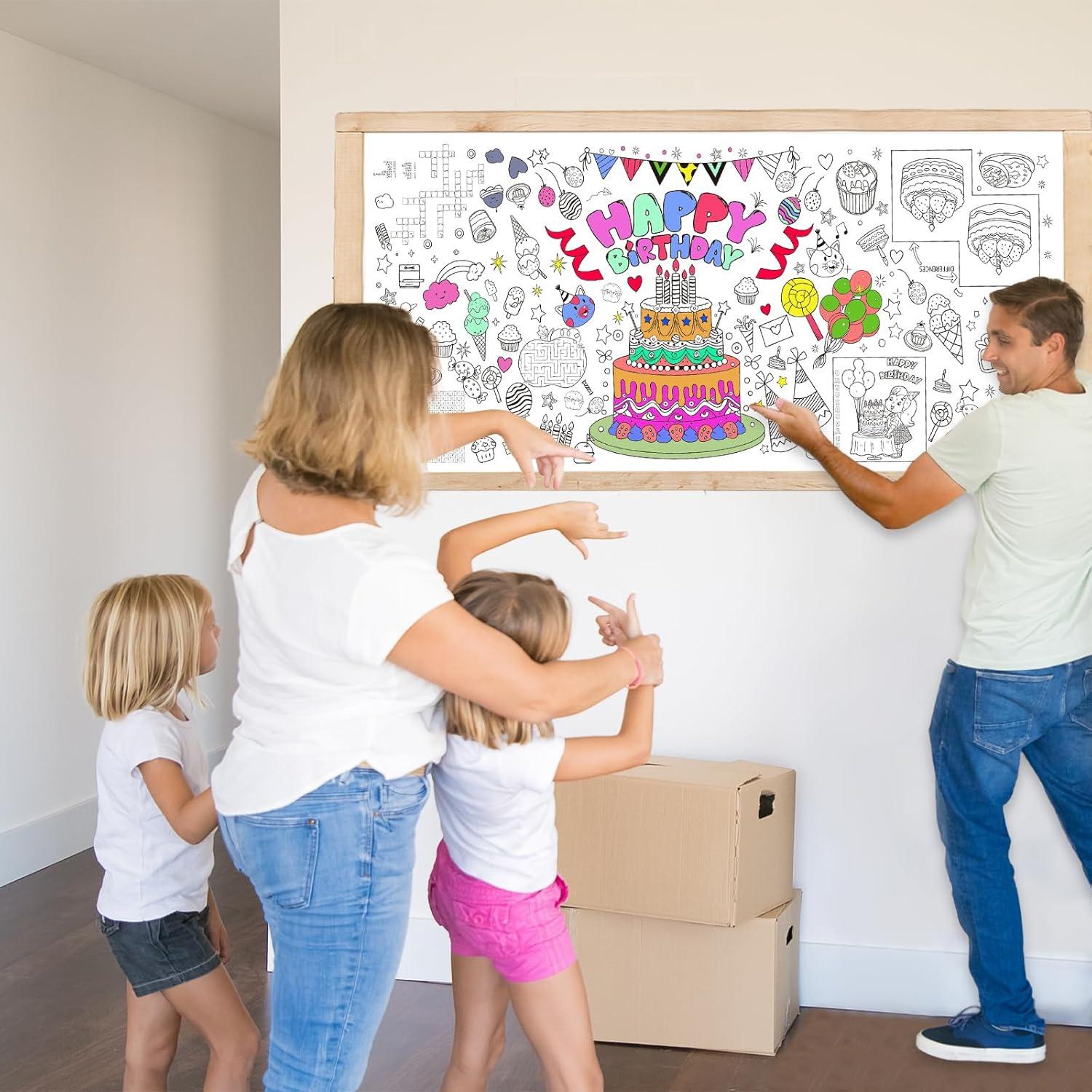 Póster Gigante para Colorear Raissily 86x183 cm Cumpleaños