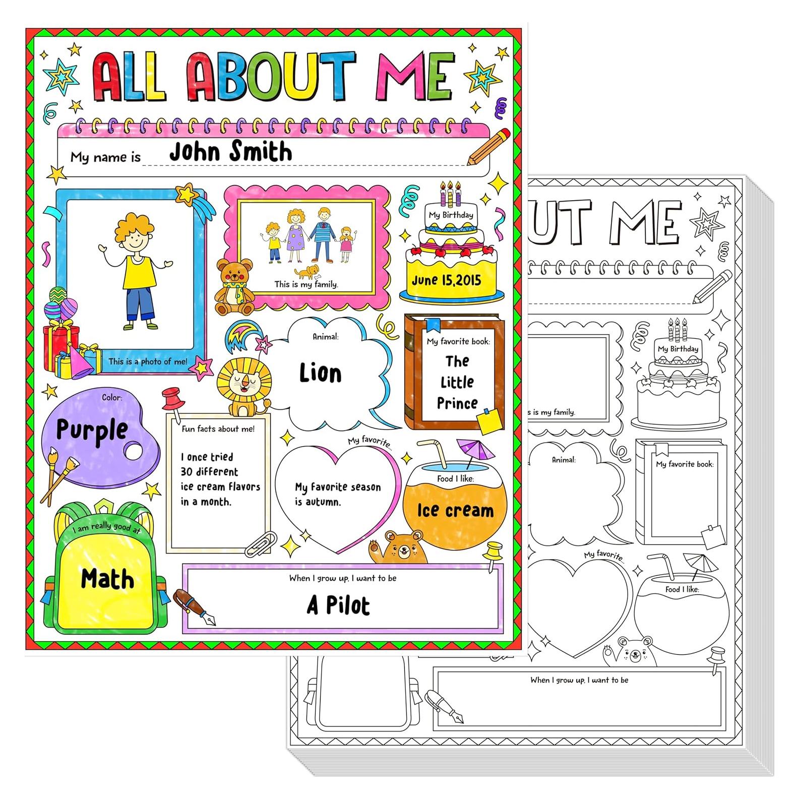 36 Pósters de Auto-Introducción SpriteGru 35.5x29cm para Colorear