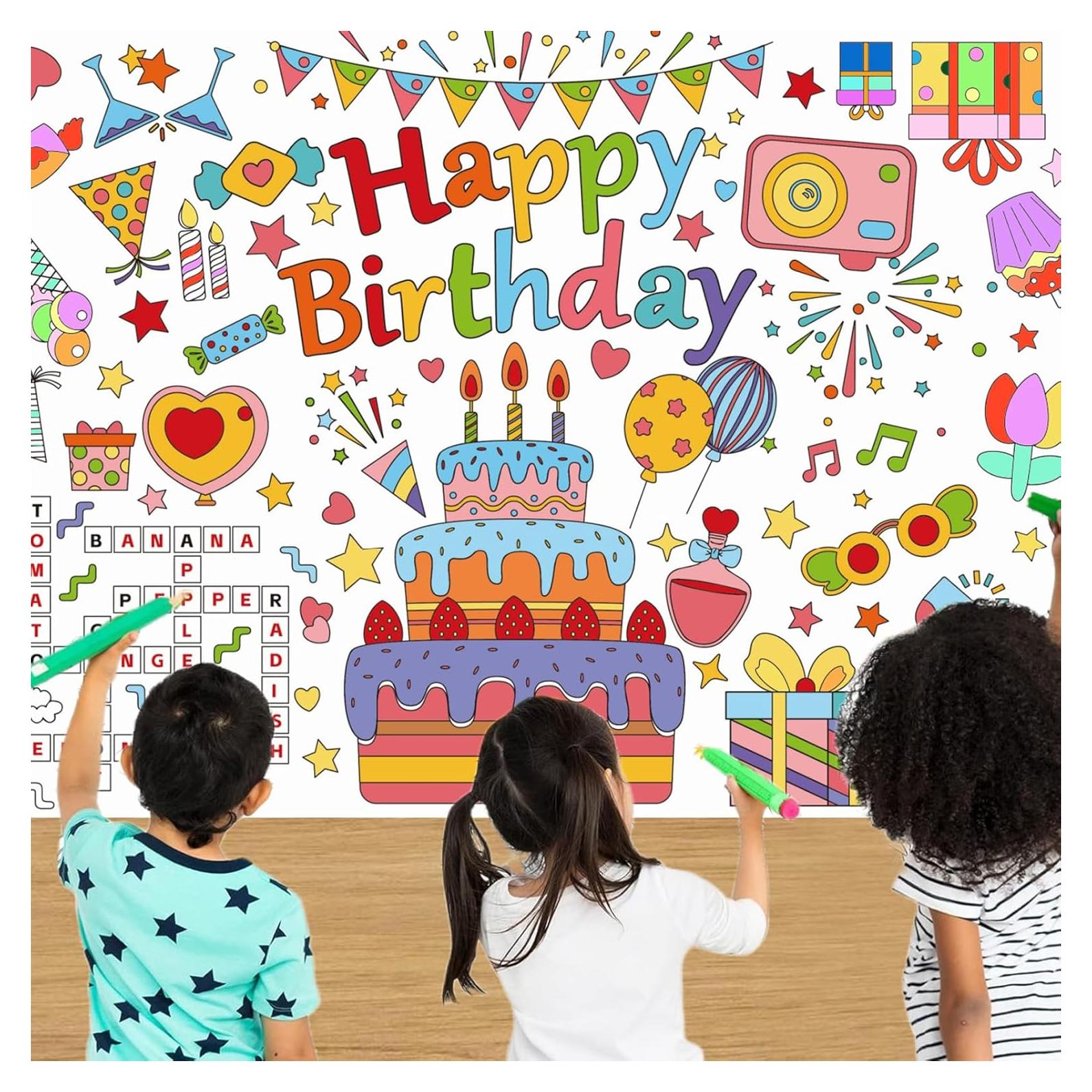 Mantel para Colorear Gigante VARACL Feliz Cumpleaños 180x76 cm