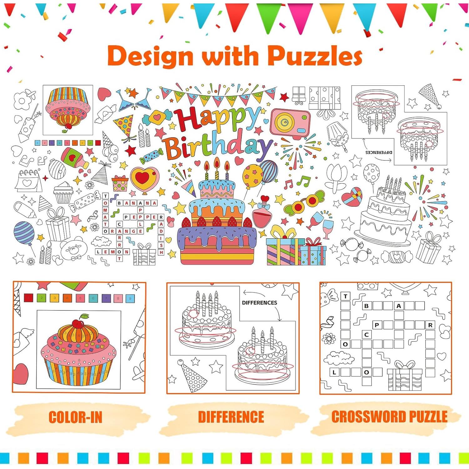 Mantel para Colorear Gigante VARACL Feliz Cumpleaños 180x76 cm