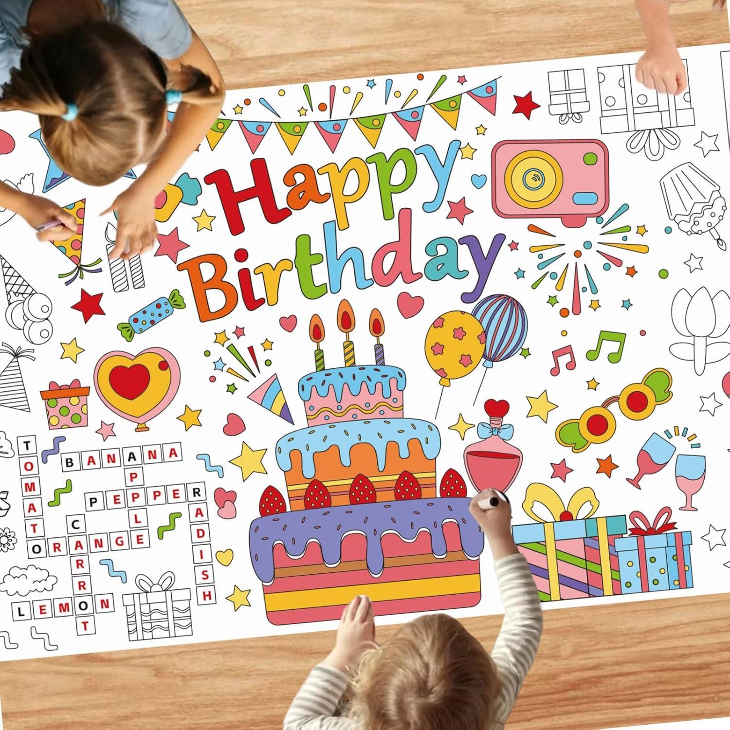 Mantel para Colorear Gigante VARACL Feliz Cumpleaños 180x76 cm