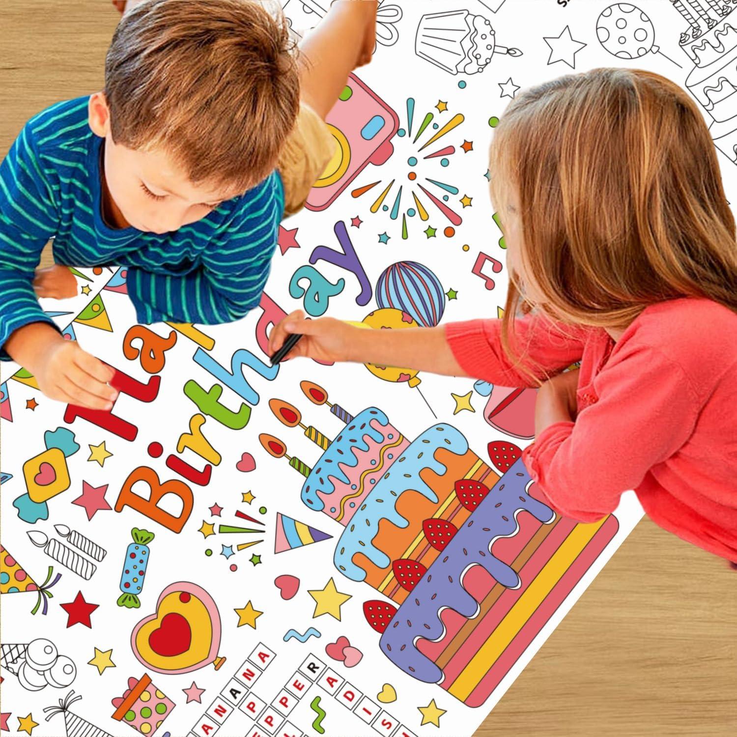 Mantel para Colorear Gigante VARACL Feliz Cumpleaños 180x76 cm